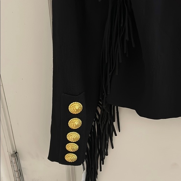 Black Fringed Cardigan with Gold Buttons - Picture 12 of 14